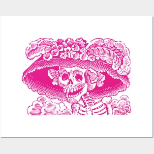 Calavera Catrina | Dia De Los Muertos | Day of the Dead | Skulls | Skeletons | Sugar Skulls | Hot Pink | Posters and Art